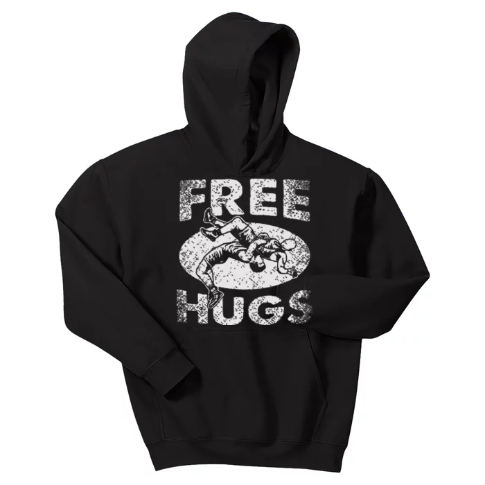 Funny Wrestling Funny Free Hugs Wrestling Gift Kids Hoodie