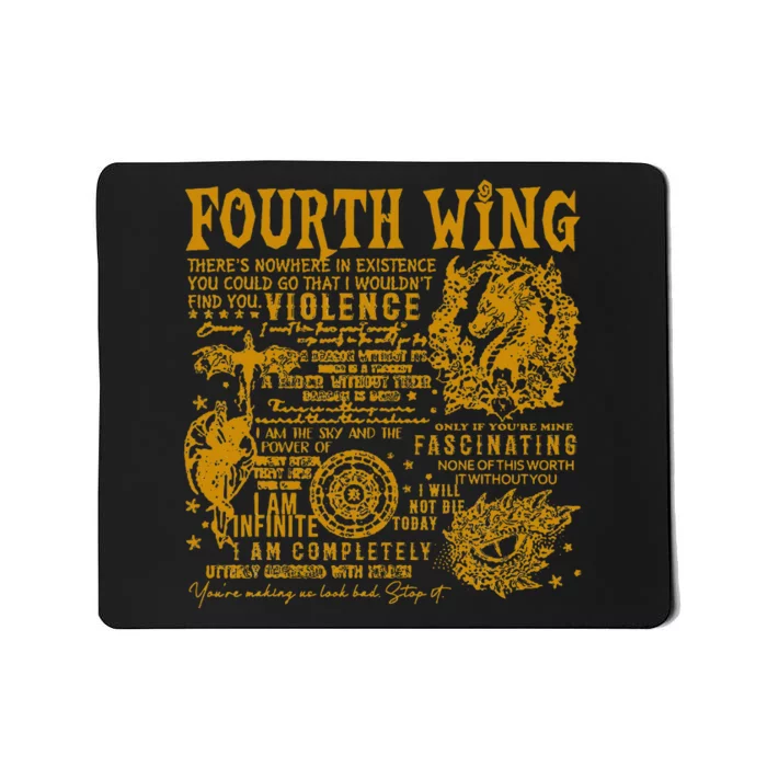 Fourth Wing Fantasy Book Romantasy Dragons Yarros Basgiath Mousepad