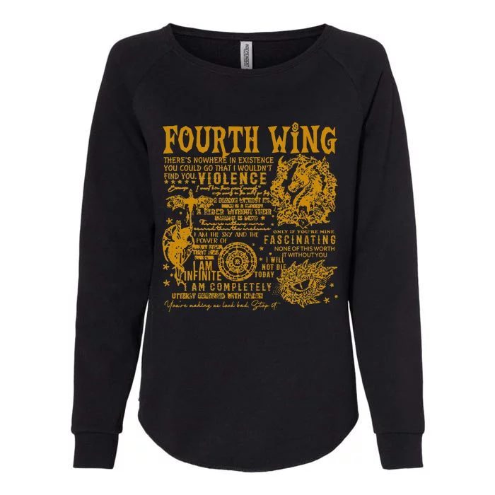 Fourth Wing Fantasy Book Romantasy Dragons Yarros Basgiath Womens California Wash Sweatshirt