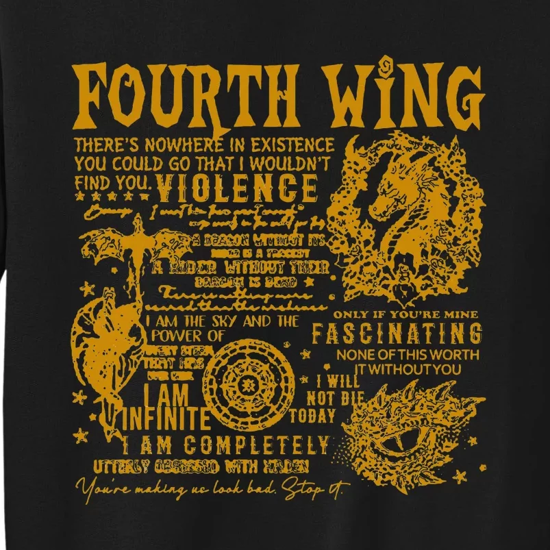 Fourth Wing Fantasy Book Romantasy Dragons Yarros Basgiath Tall Sweatshirt