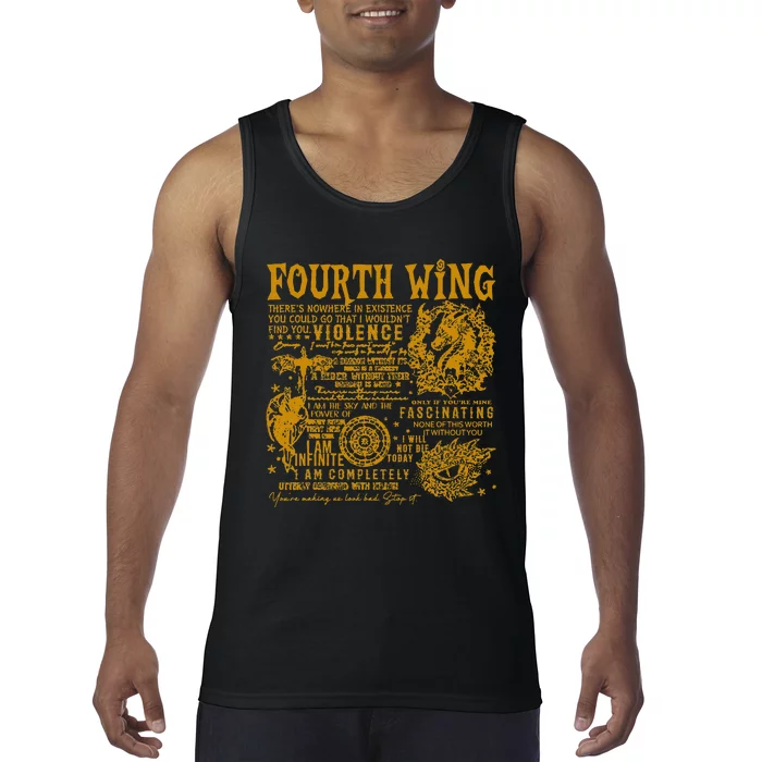 Fourth Wing Fantasy Book Romantasy Dragons Yarros Basgiath Tank Top