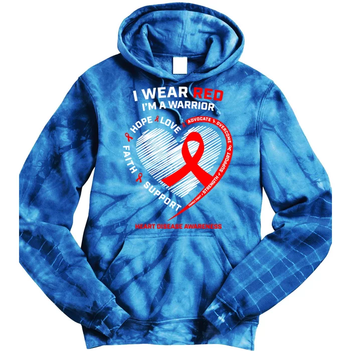 Fighter Warrior Funny Gift I Wear Red Heart Disease Awareness Gift Tie Dye Hoodie