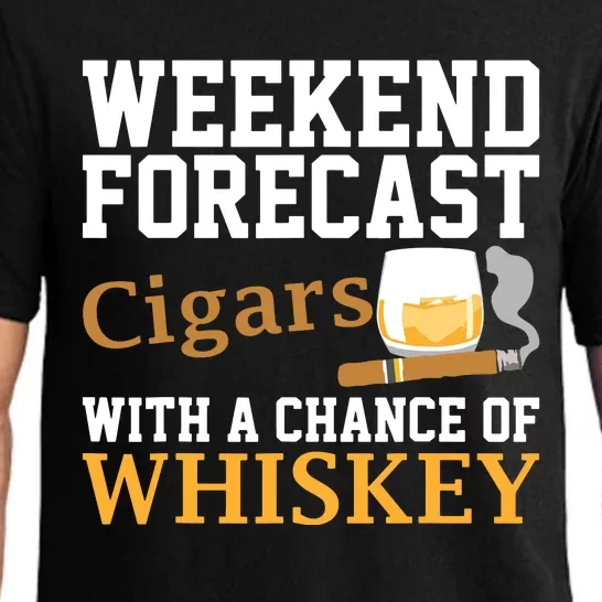 Funny Weekend Forecast Cigars And Whiskey Gift For Men Women Pajama Set