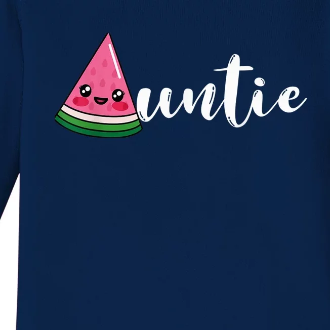 Funny Watermelon Fruit Lover Auntie Aunt Family Summer Baby Long Sleeve Bodysuit