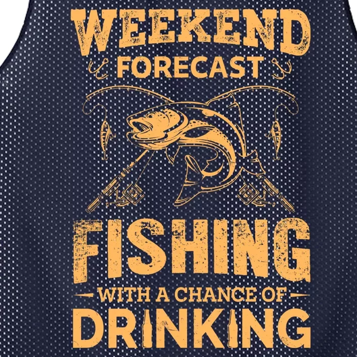 Funny Weekend Forcast Fishing With A Chance Of Drinking Mesh Reversible Basketball Jersey Tank