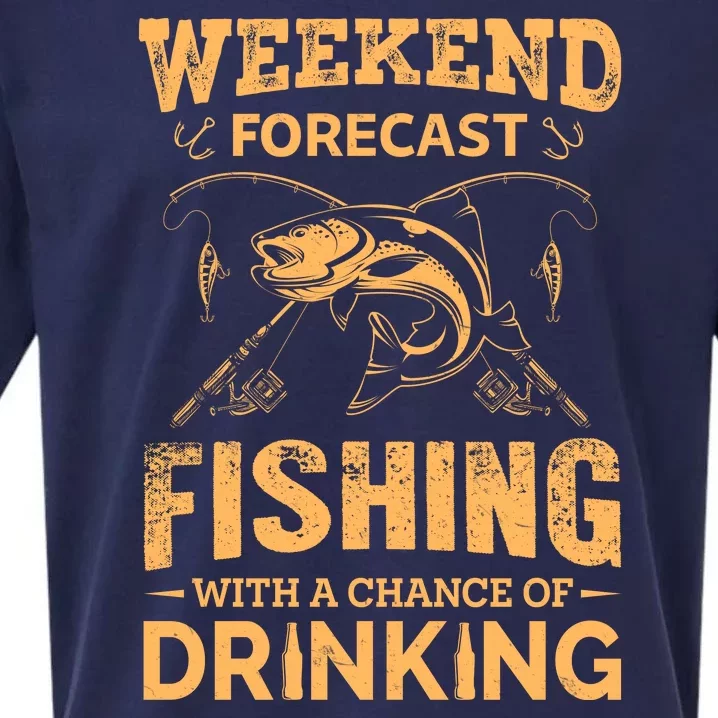 Funny Weekend Forcast Fishing With A Chance Of Drinking Sueded Cloud Jersey T-Shirt