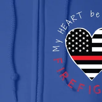 Firefighter Wife Friend Thin Red Line Heart Flag Fire Meaningful Gift Full Zip Hoodie