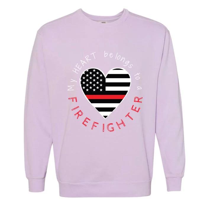 Firefighter Wife Friend Thin Red Line Heart Flag Fire Meaningful Gift Garment-Dyed Sweatshirt