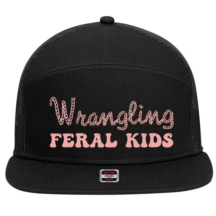 Funny Wrangling Feral 7 Panel Mesh Trucker Snapback Hat