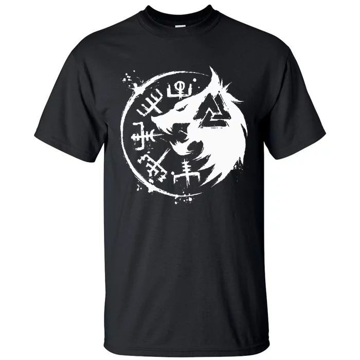 Fenrir Wolf Fenris Wolf Viking Vegvisir Valknut Tall T-Shirt