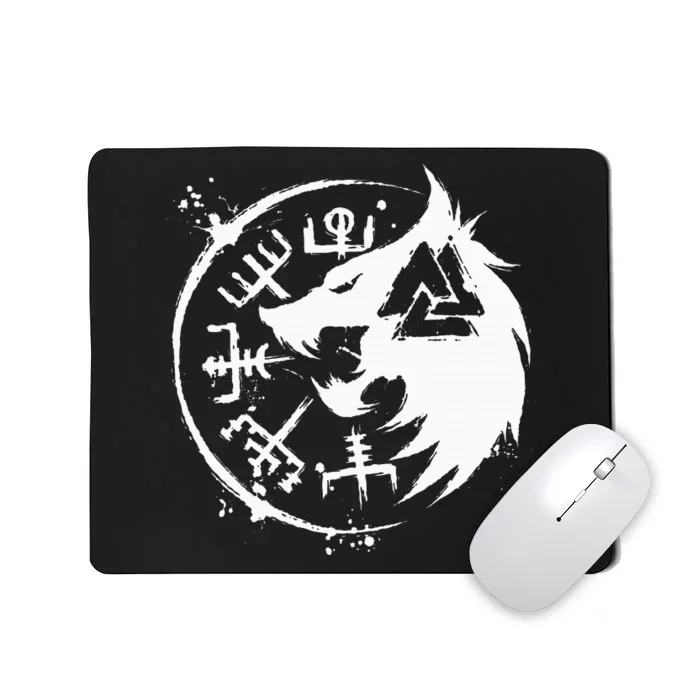 Fenrir Wolf Fenris Wolf Viking Vegvisir Valknut Mousepad