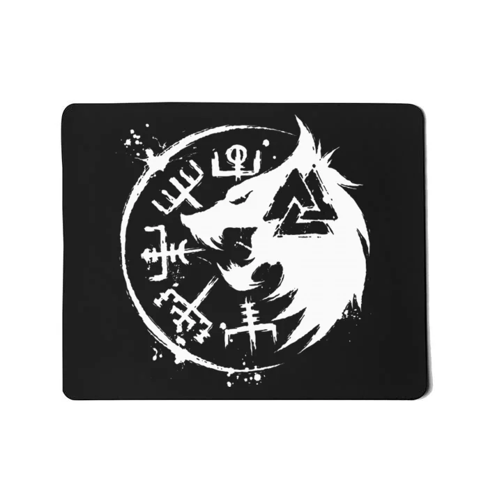 Fenrir Wolf Fenris Wolf Viking Vegvisir Valknut Mousepad