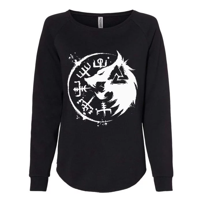 Fenrir Wolf Fenris Wolf Viking Vegvisir Valknut Womens California Wash Sweatshirt