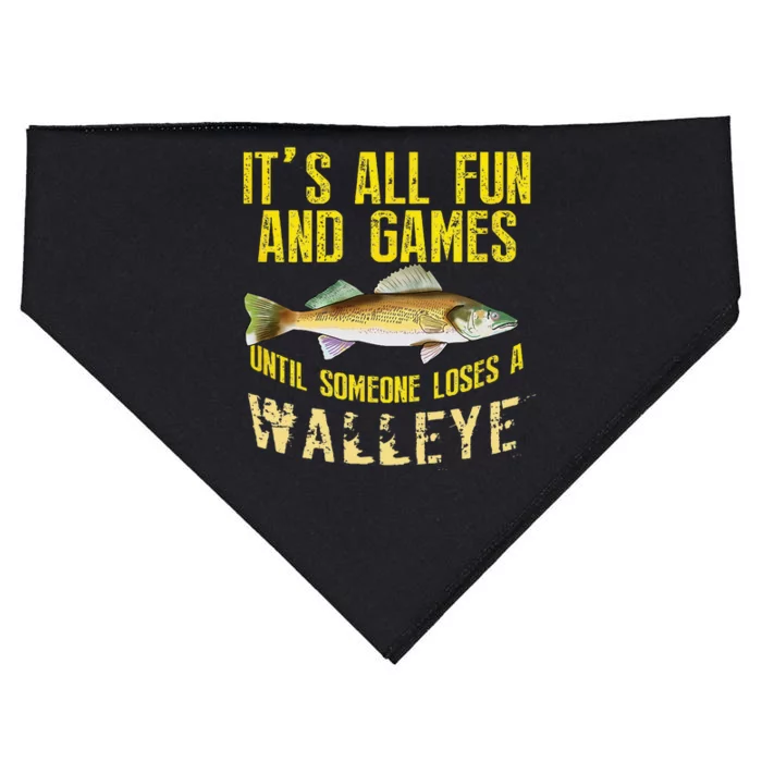 Funny Walleye Fishing Freshwater Fish Graphic USA-Made Doggie Bandana