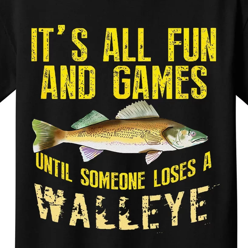 Funny Walleye Fishing Freshwater Fish Graphic Kids T-Shirt