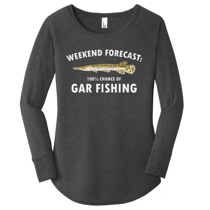 Funny Weekend Forecast Alligator Gar Fishing Women's Perfect Tri Tunic Long Sleeve Shirt