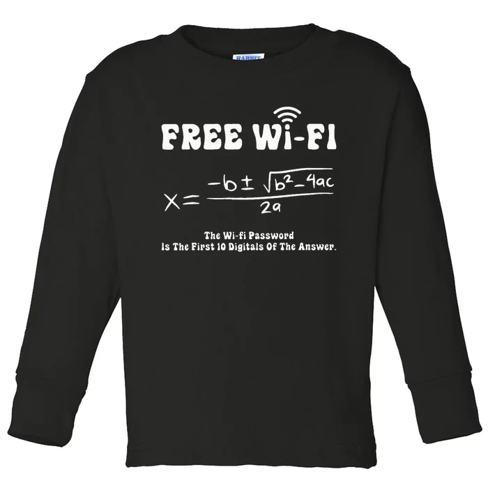 Free Wifi Funny 100 Days Of School Mathematics Calculation Toddler Long Sleeve Shirt