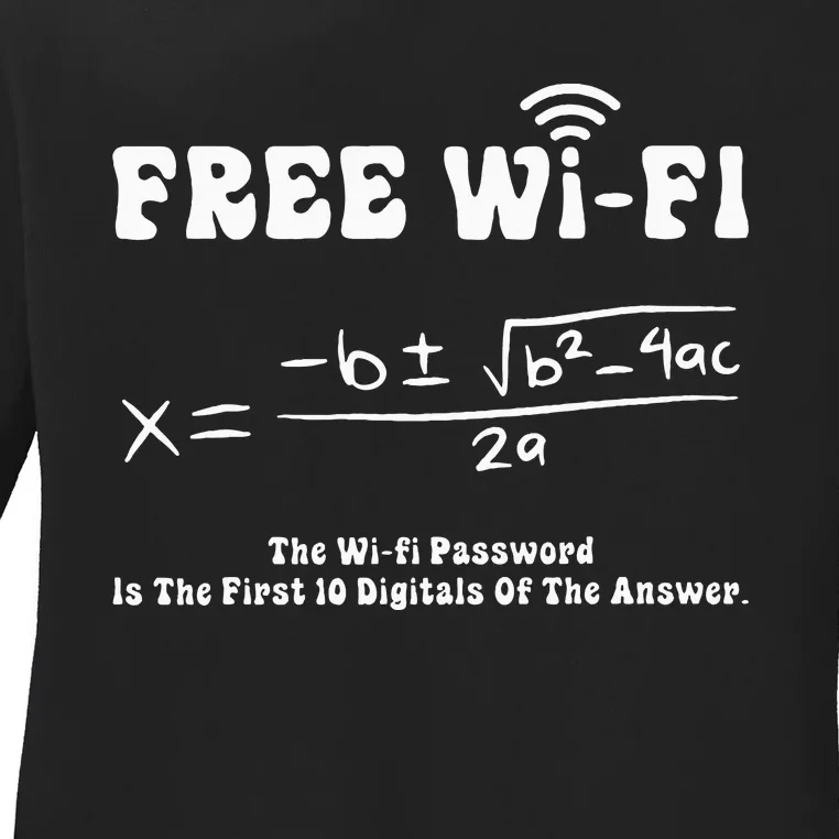 Free Wifi Funny 100 Days Of School Mathematics Calculation Ladies Long Sleeve Shirt