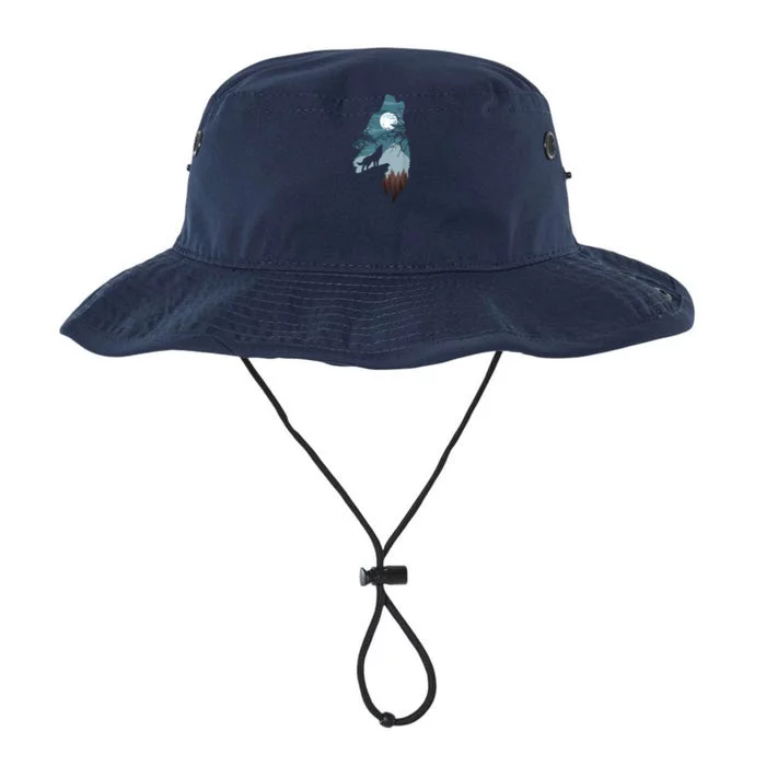 Forest With FullMoon And Cliff Of Silhouette Howling Legacy Cool Fit Booney Bucket Hat