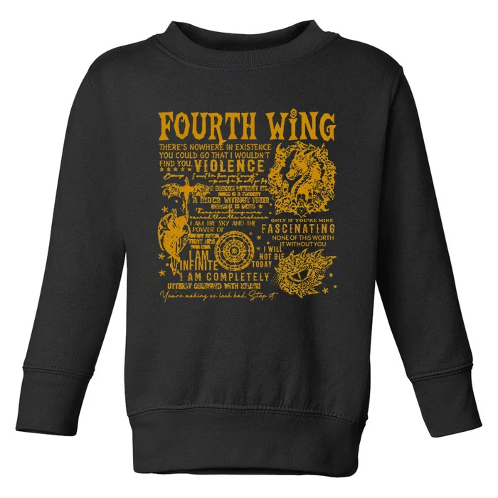 Fourth Wing Fantasy Book Romantasy Dragons Yarros Basgiath Toddler Sweatshirt