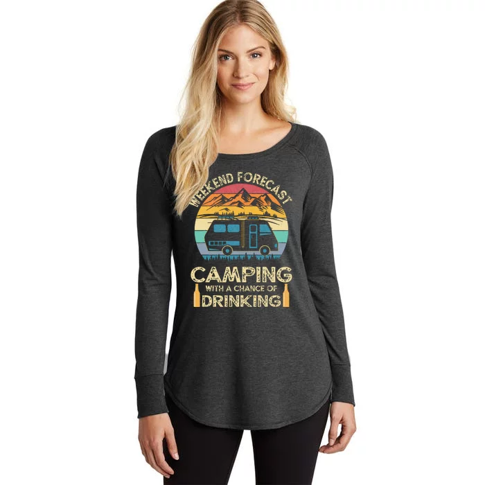 Funny Weekend Forecast Camping With A Chance Of Drinking Women's Perfect Tri Tunic Long Sleeve Shirt