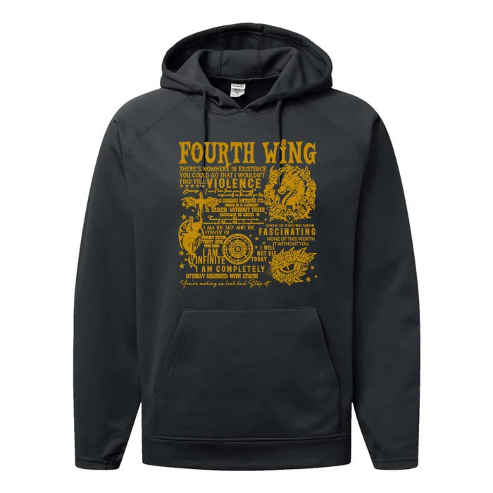 Fourth Wing Fantasy Book Romantasy Dragons Yarros Basgiath Performance Fleece Hoodie