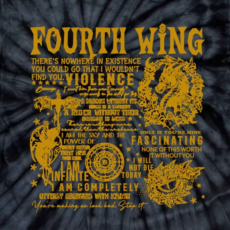 Fourth Wing Fantasy Book Romantasy Dragons Yarros Basgiath Tie-Dye T-Shirt