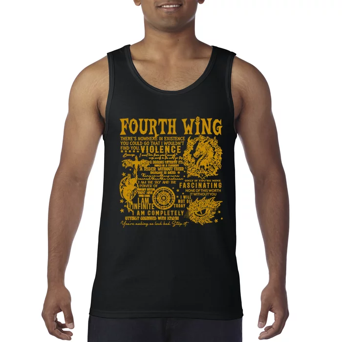 Fourth Wing Fantasy Book Romantasy Dragons Yarros Basgiath Tank Top