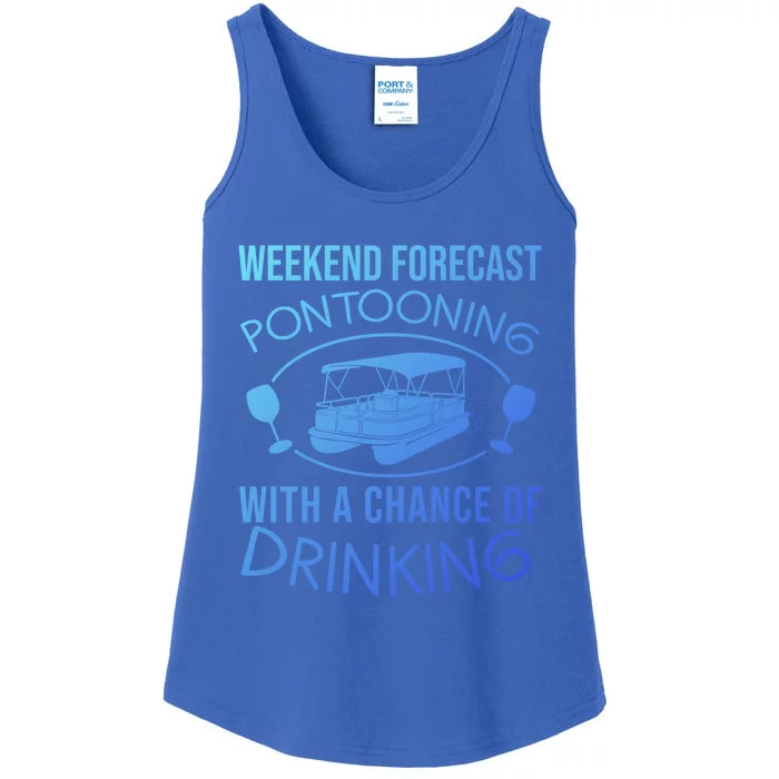 Funny Weekend Forecast Pontooning Cute Pontoon Boat Gift Funny Gift Ladies Essential Tank