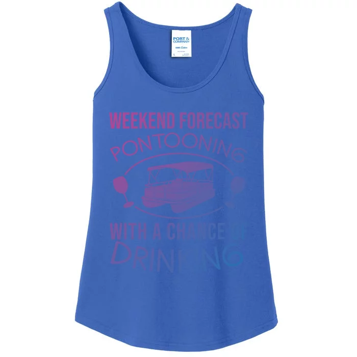 Funny Weekend Forecast Pontooning Cute Pontoon Boat Gift Funny Gift Ladies Essential Tank