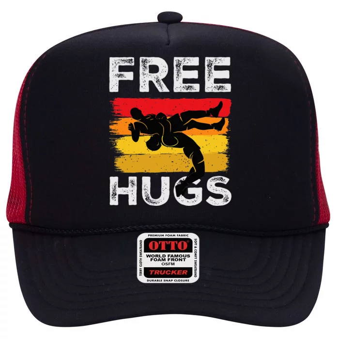 Funny Wrestling Free Hugs Wrestling Presents High Crown Mesh Trucker Hat