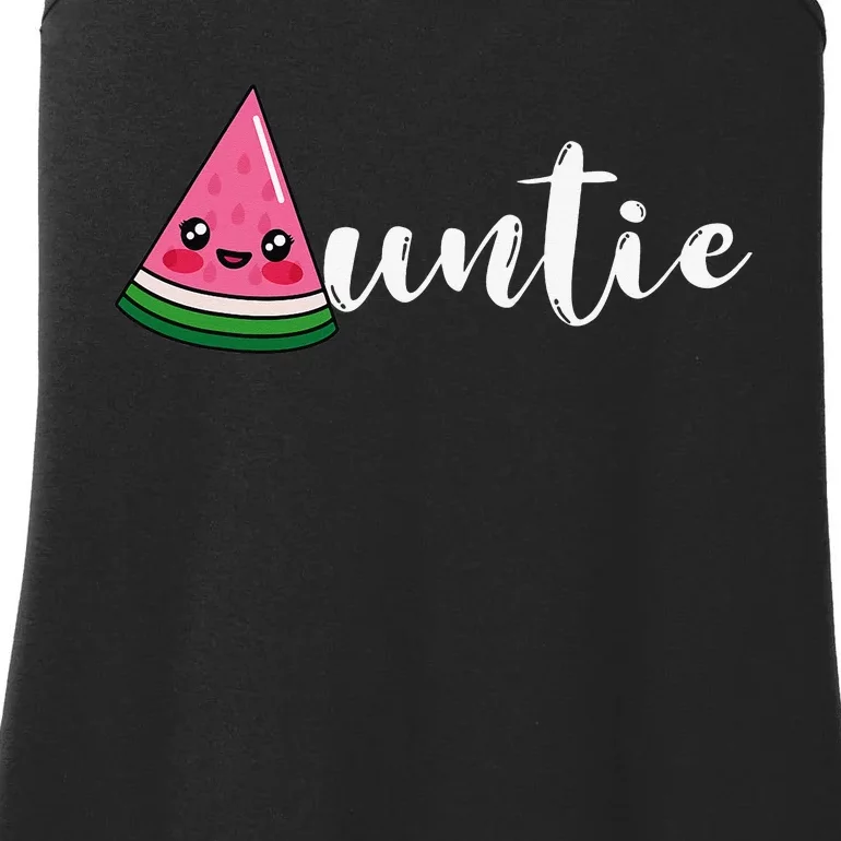 Funny Watermelon Fruit Lover Auntie Aunt Family Summer Ladies Essential Tank