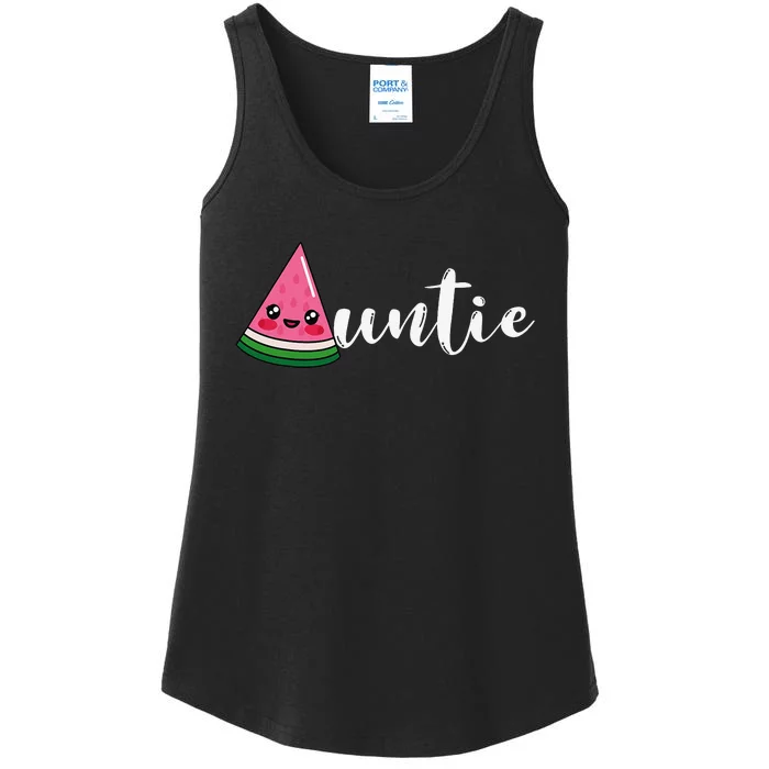 Funny Watermelon Fruit Lover Auntie Aunt Family Summer Ladies Essential Tank