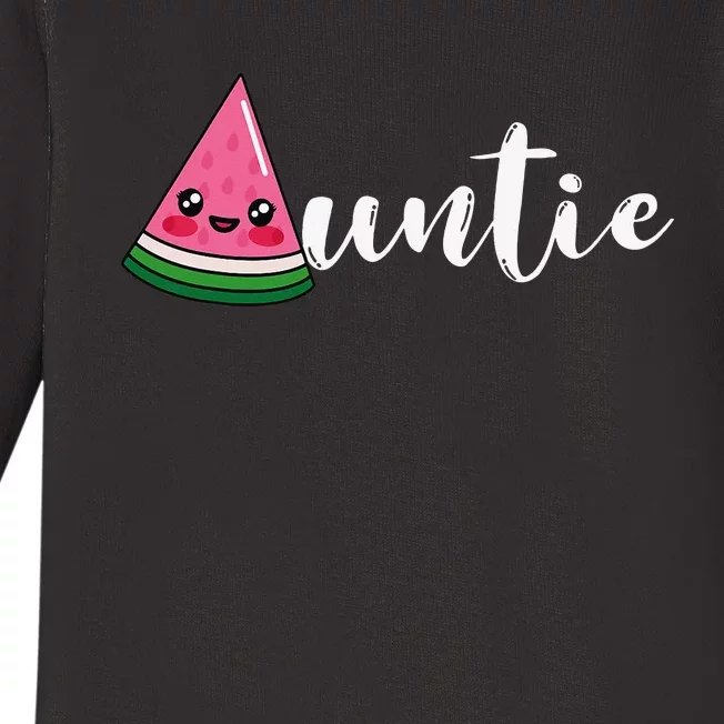 Funny Watermelon Fruit Lover Auntie Aunt Family Summer Baby Long Sleeve Bodysuit