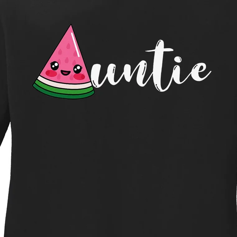 Funny Watermelon Fruit Lover Auntie Aunt Family Summer Ladies Long Sleeve Shirt