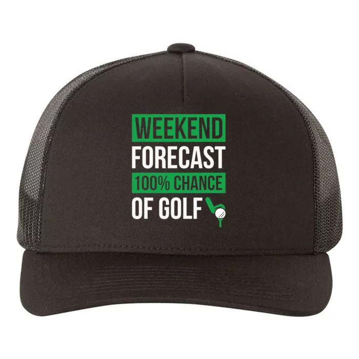 Funny Weekend Forecast Golf with a chance of drinking Yupoong Adult 5-Panel Trucker Hat