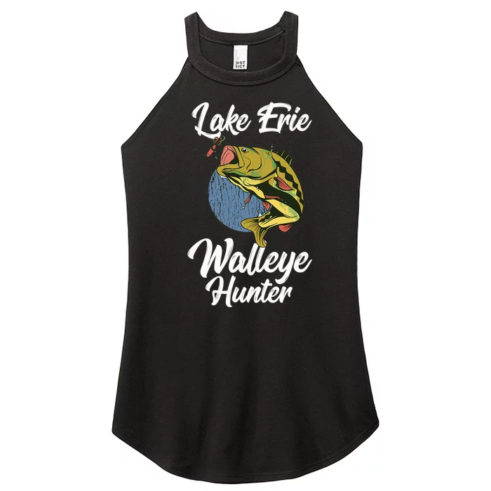 Funny Walleye Fishing Lake Erie Walleye Hunter Women’s Perfect Tri Rocker Tank