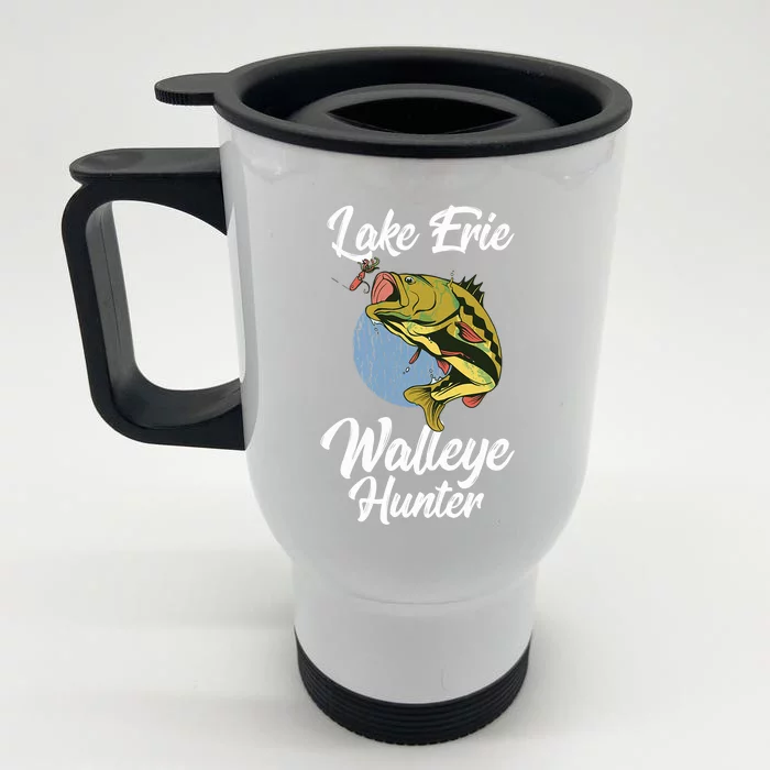 Funny Walleye Fishing Lake Erie Walleye Hunter Front & Back Stainless Steel Travel Mug