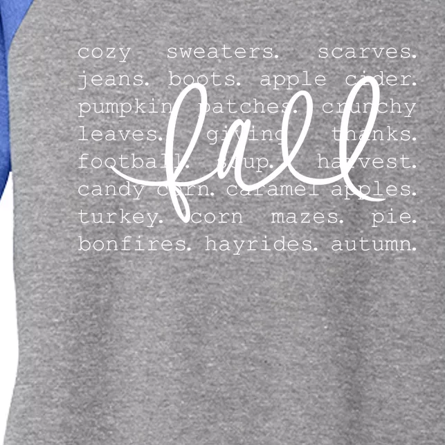 Fall Words Women's Tri-Blend 3/4-Sleeve Raglan Shirt