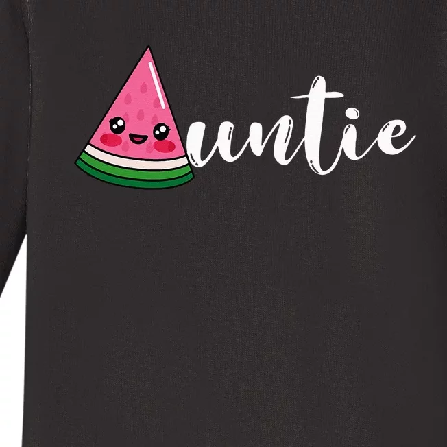 Funny Watermelon Fruit Lover Auntie Aunt Family Summer Baby Long Sleeve Bodysuit