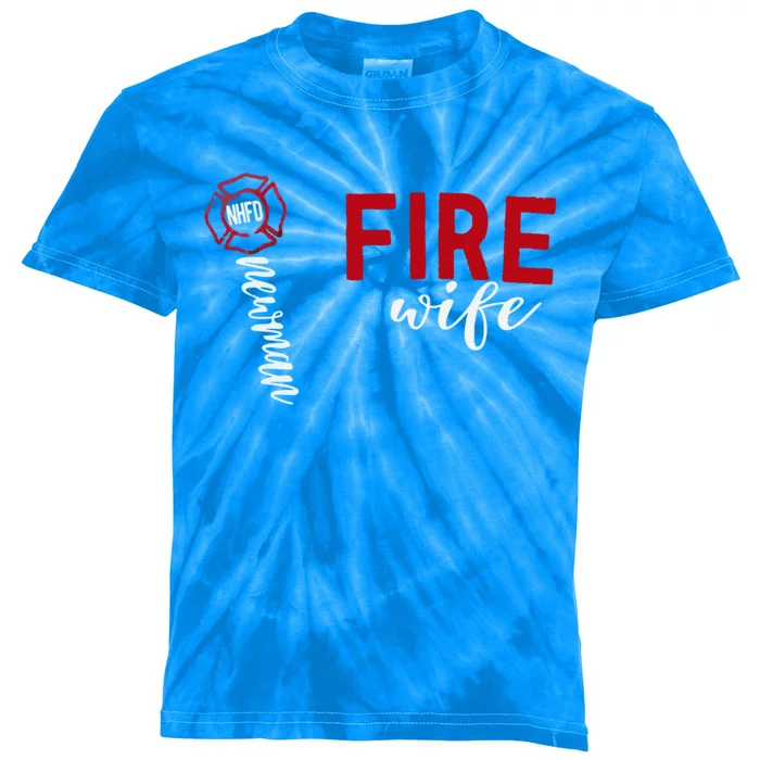 Fire Wife Firefighter Wife Gift Kids Tie-Dye T-Shirt