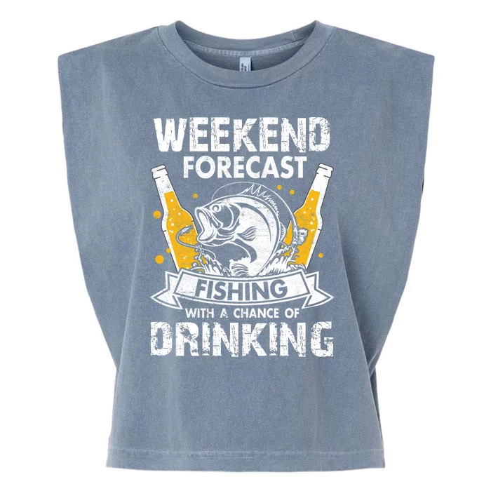 Funny Weekend Forcast Fishing With A Chance Of Drinking Garment-Dyed Women's Muscle Tee