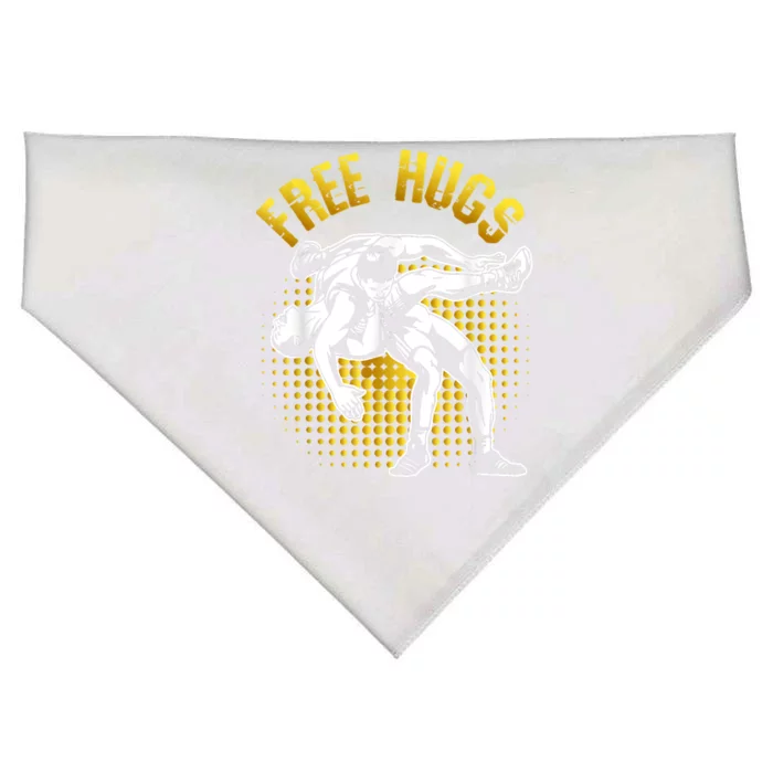 Funny Wrestling Free Hugs USA-Made Doggie Bandana