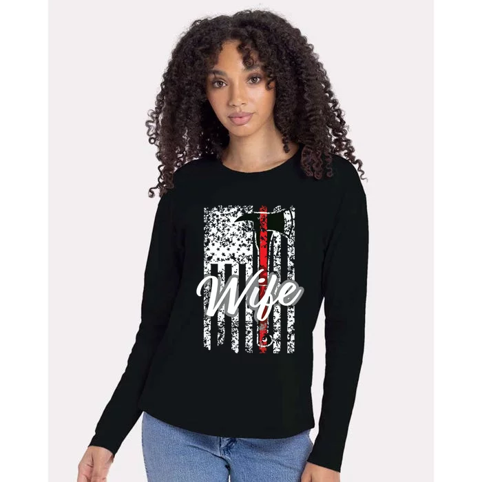 Firefighter Wife Firemans Wife Womens Thin Red Line Womens Cotton Relaxed Long Sleeve T-Shirt