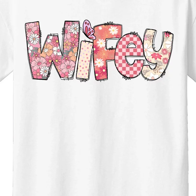 Floral Wife From Husband Family Kids T-Shirt