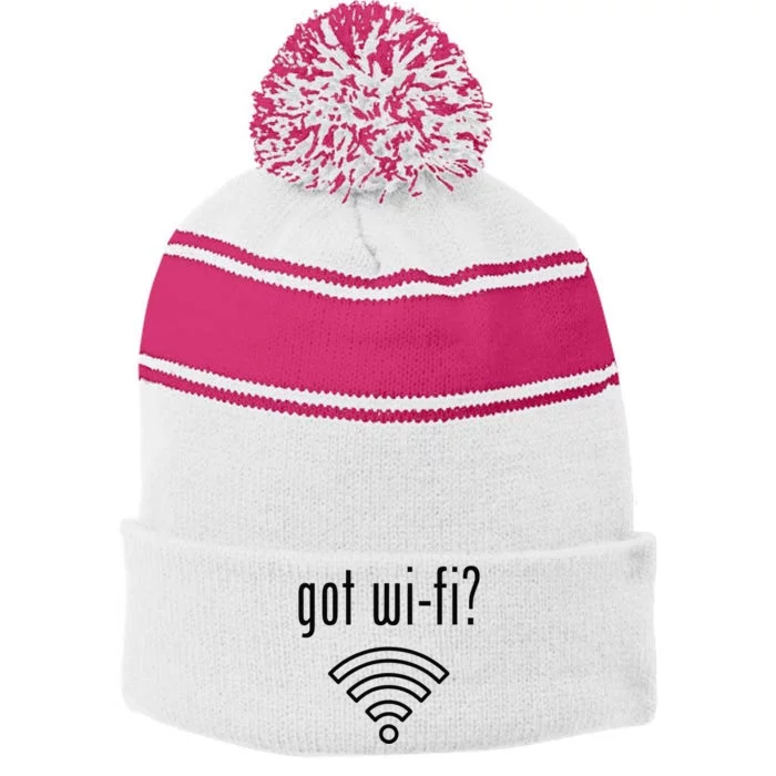 Funny Wifi For Internet Wifi Fan Got Wifi Stripe Pom Pom Beanie