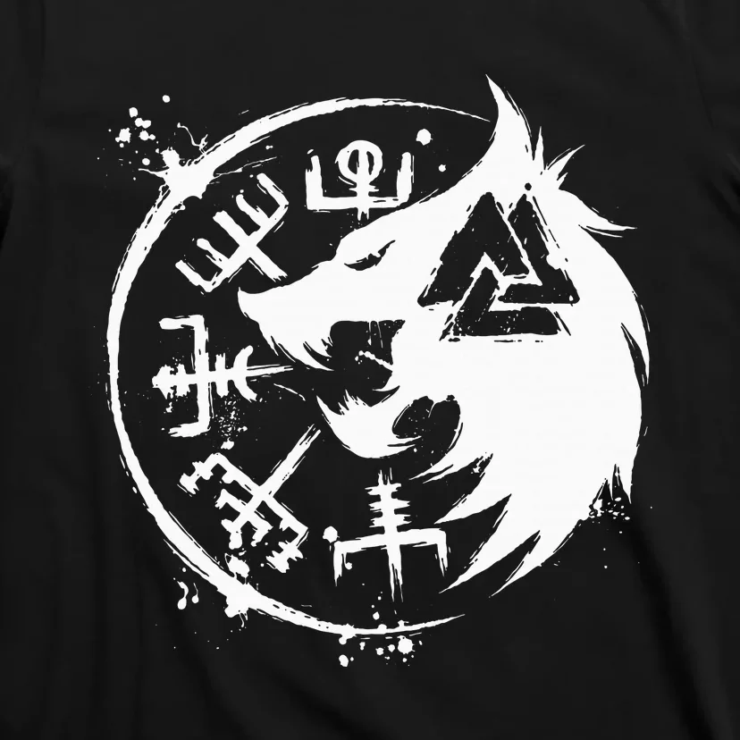 Fenrir Wolf Fenris Wolf Viking Vegvisir Valknut T-Shirt