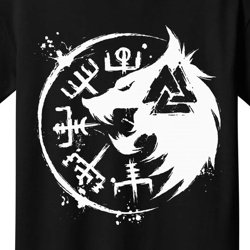 Fenrir Wolf Fenris Wolf Viking Vegvisir Valknut Kids T-Shirt