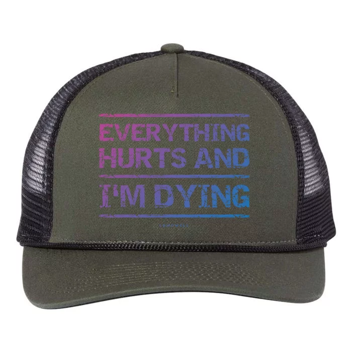 Funny Workout Great Gift: Everything Hurts And Im Dying Retro Rope Trucker Hat Cap