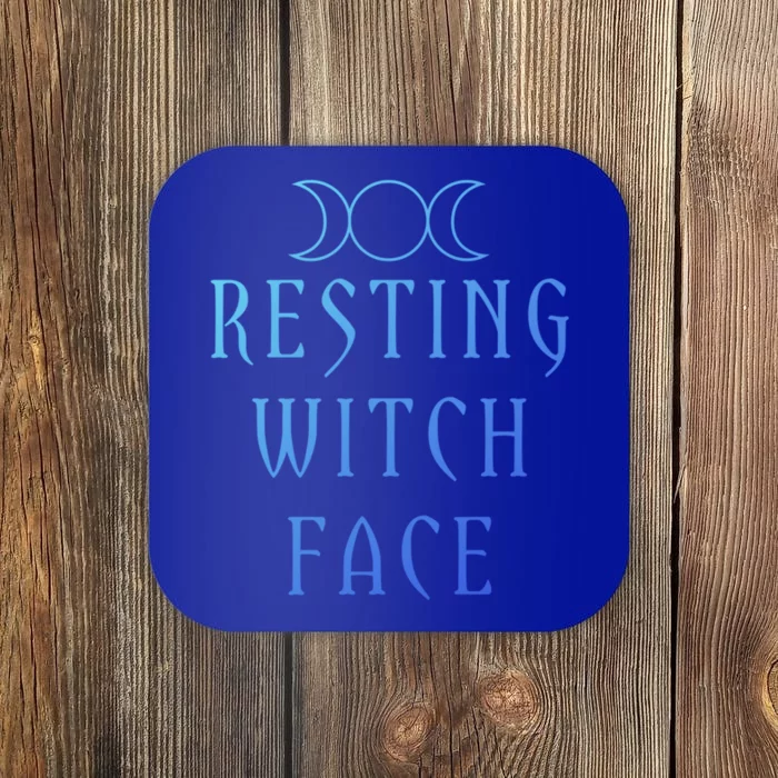 Funny Wiccan Goddess Moon Resting Witch Face Pagan Gift Coaster